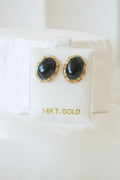 14k Earrings - Black Oval