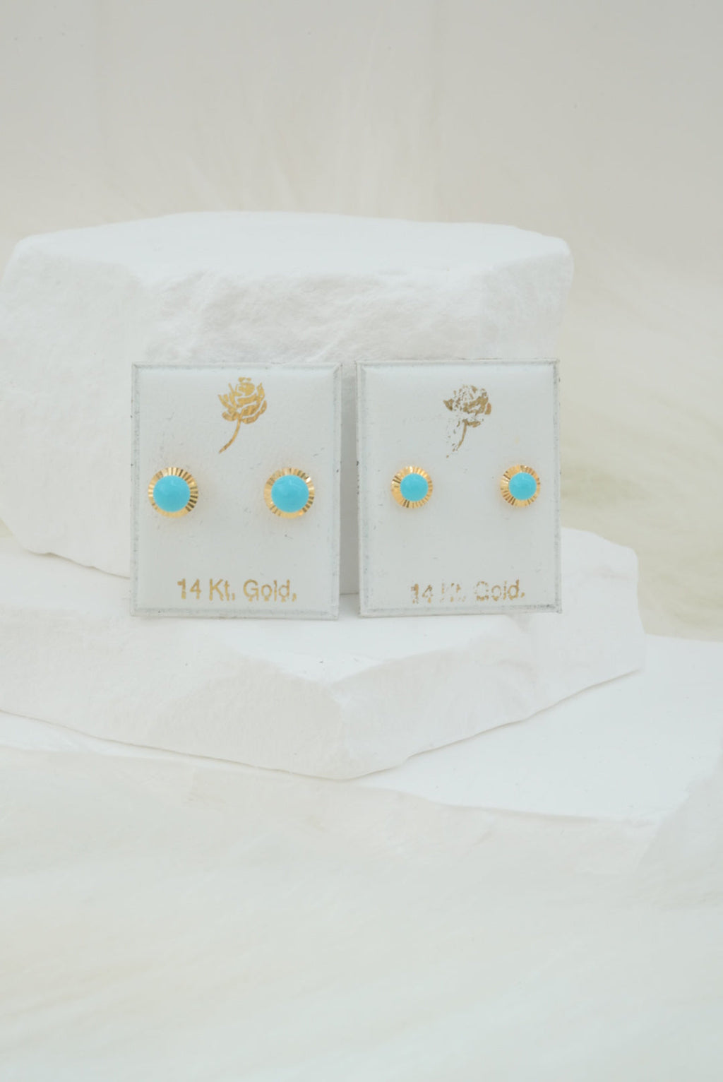 14k Baby Earrings - Unique Blue