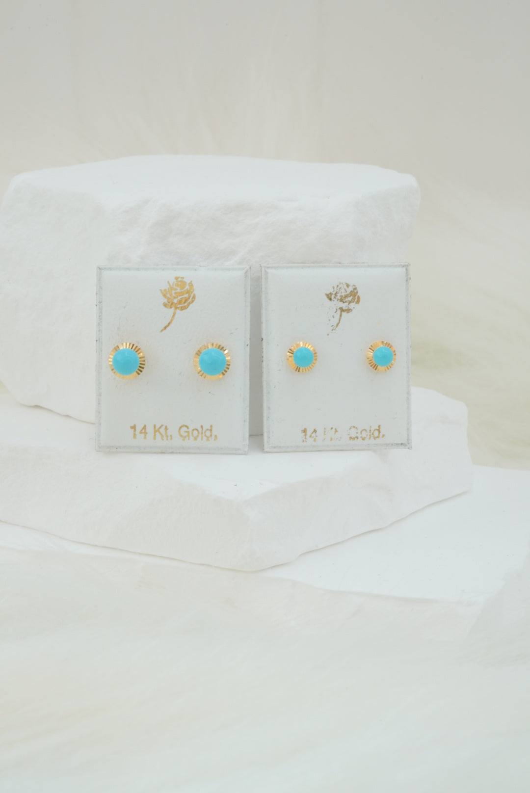 14k Baby Earrings - Unique Blue