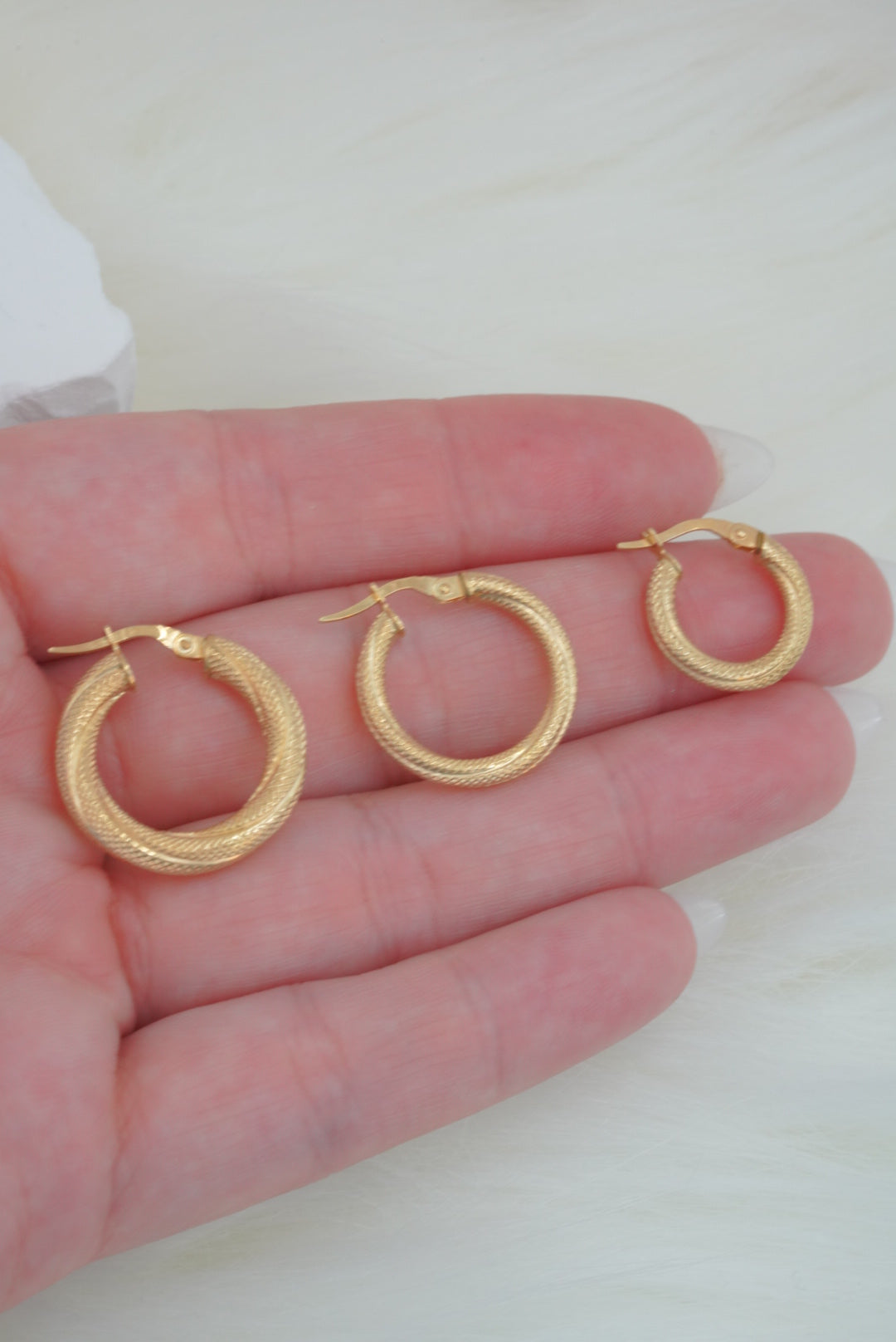14k Hoops - Golden Snowy