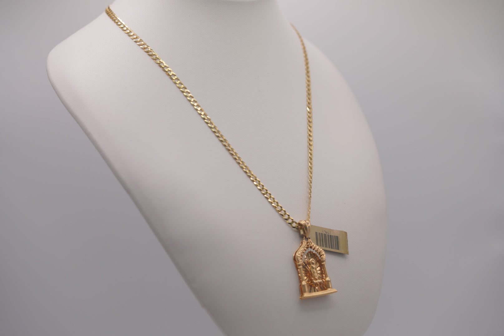 14k D Cut Chain with Pendant - Faith & Peace