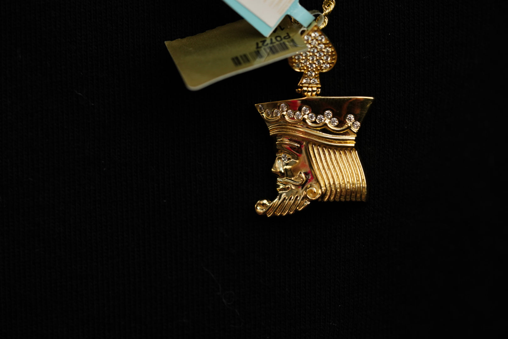 14k Rope Chain with Card Sir Pendant