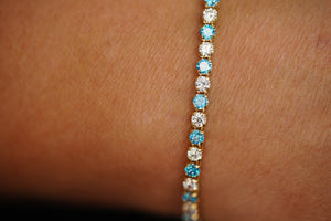 14k Blue or Pink Crystal Bracelet