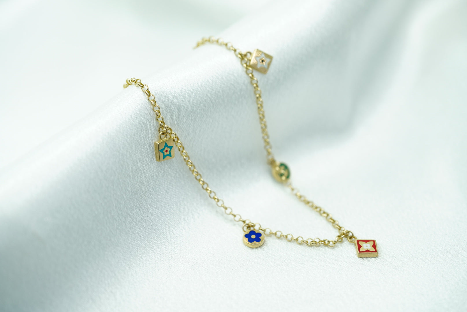 14k Colorful Charms Anklet