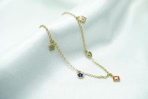 14k Colorful Charms Anklet