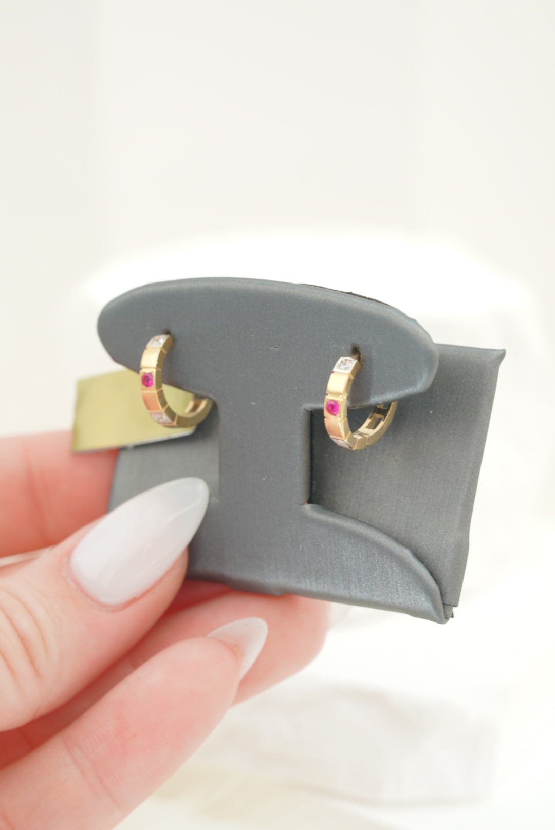 14k Hoops - Red Dot