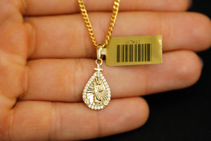 14k Drop Saint Pendant New