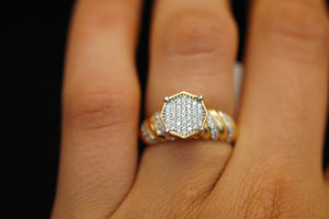 10k Round Crystal Lines Engagement Ring