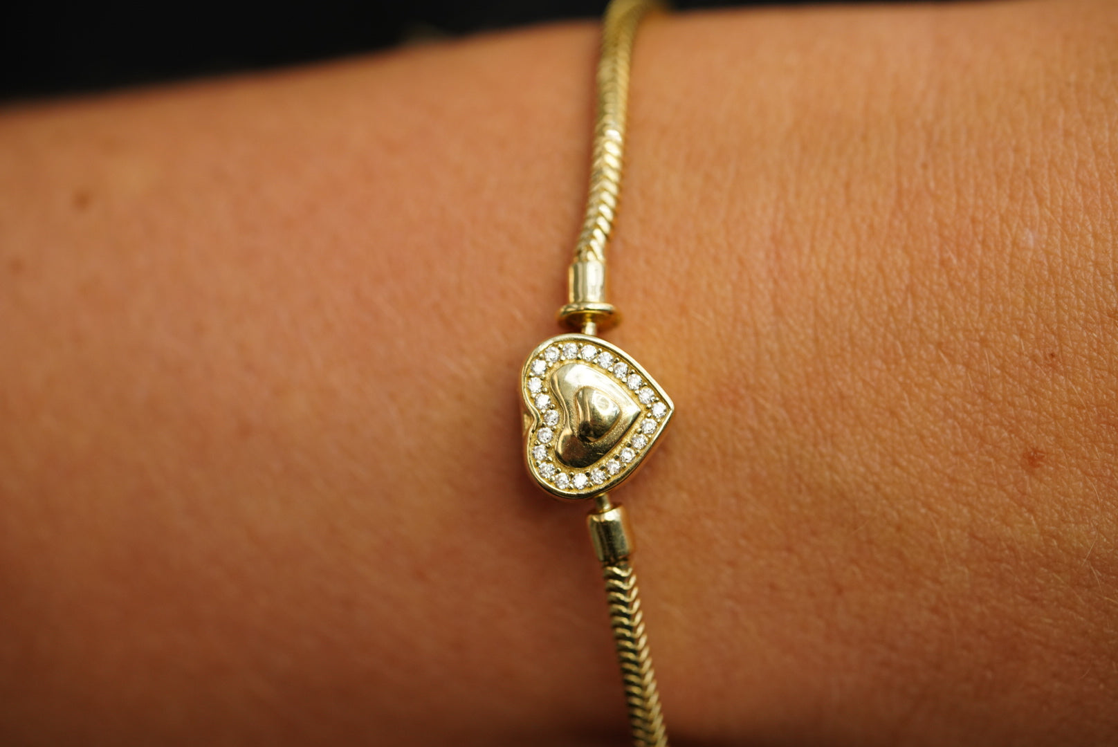 14k Heart Clip Cable Bracelet