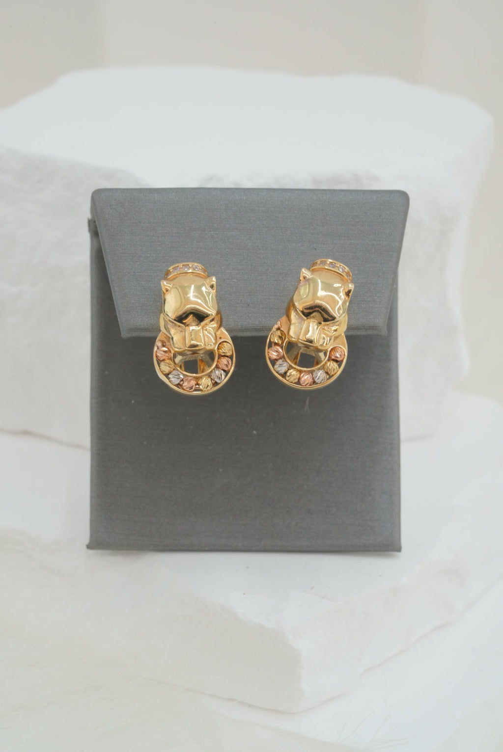 14k Earrings - Panther Tri Color