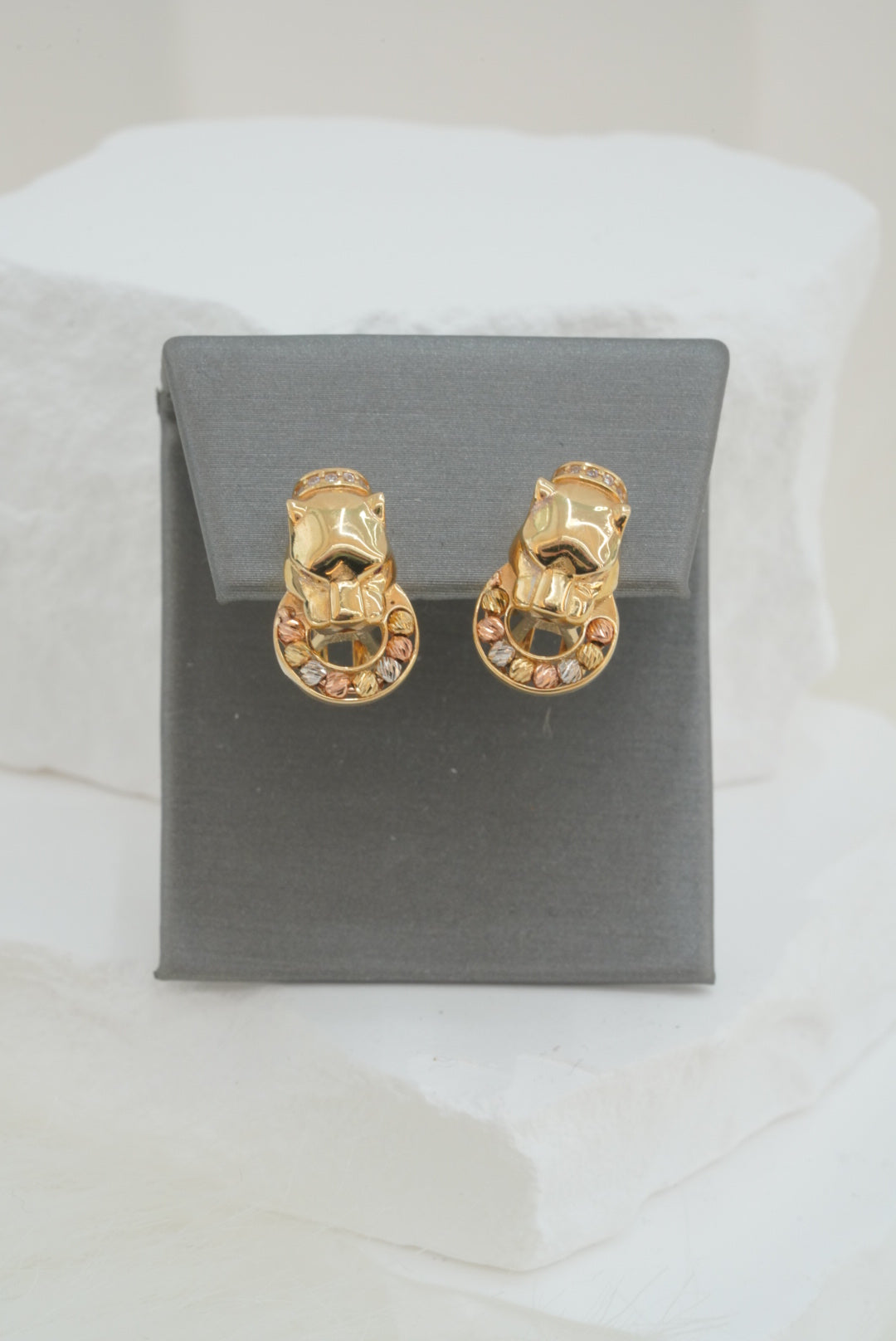 14k Earrings - Panther Tri Color