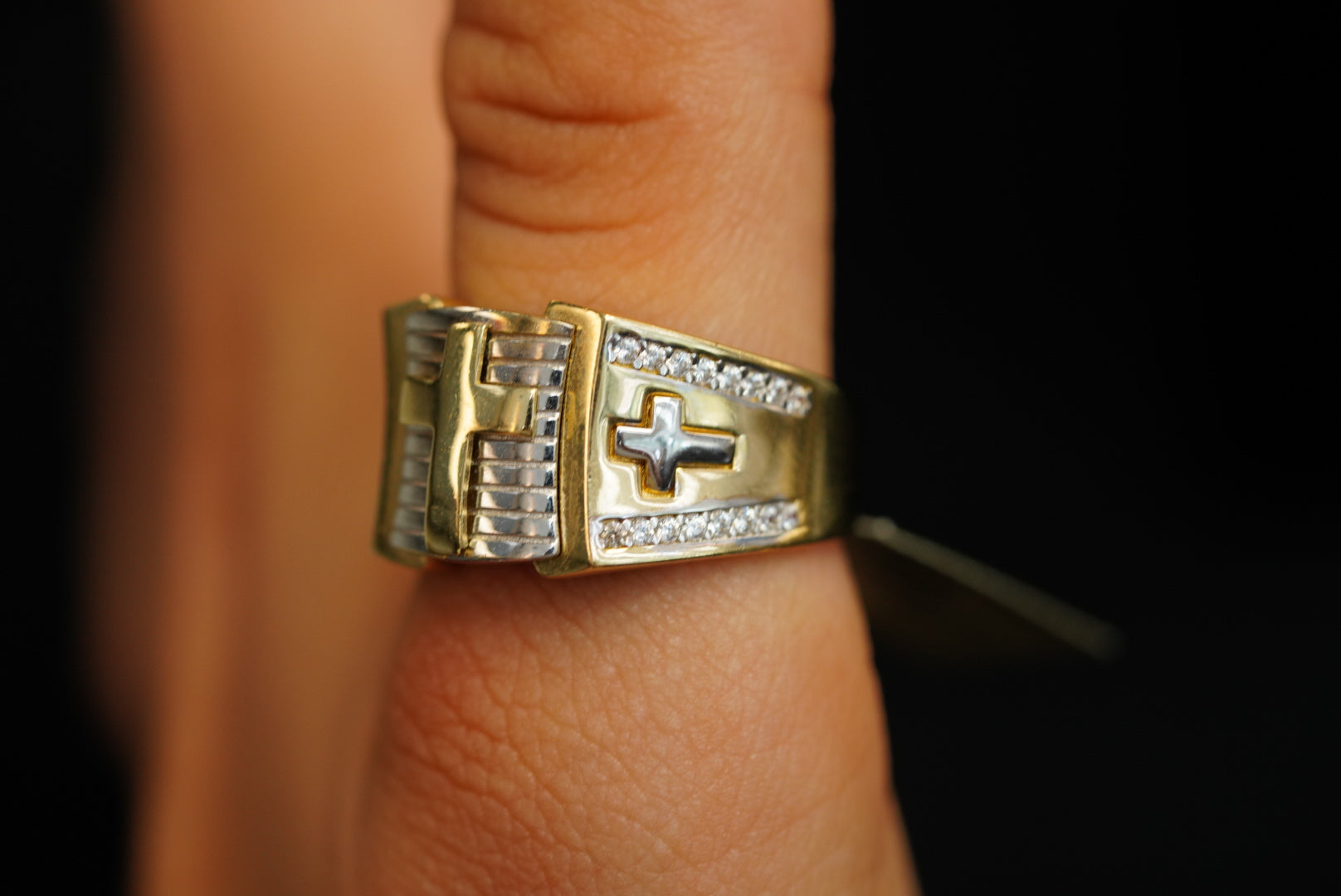 14k Two Gold Cross Ring