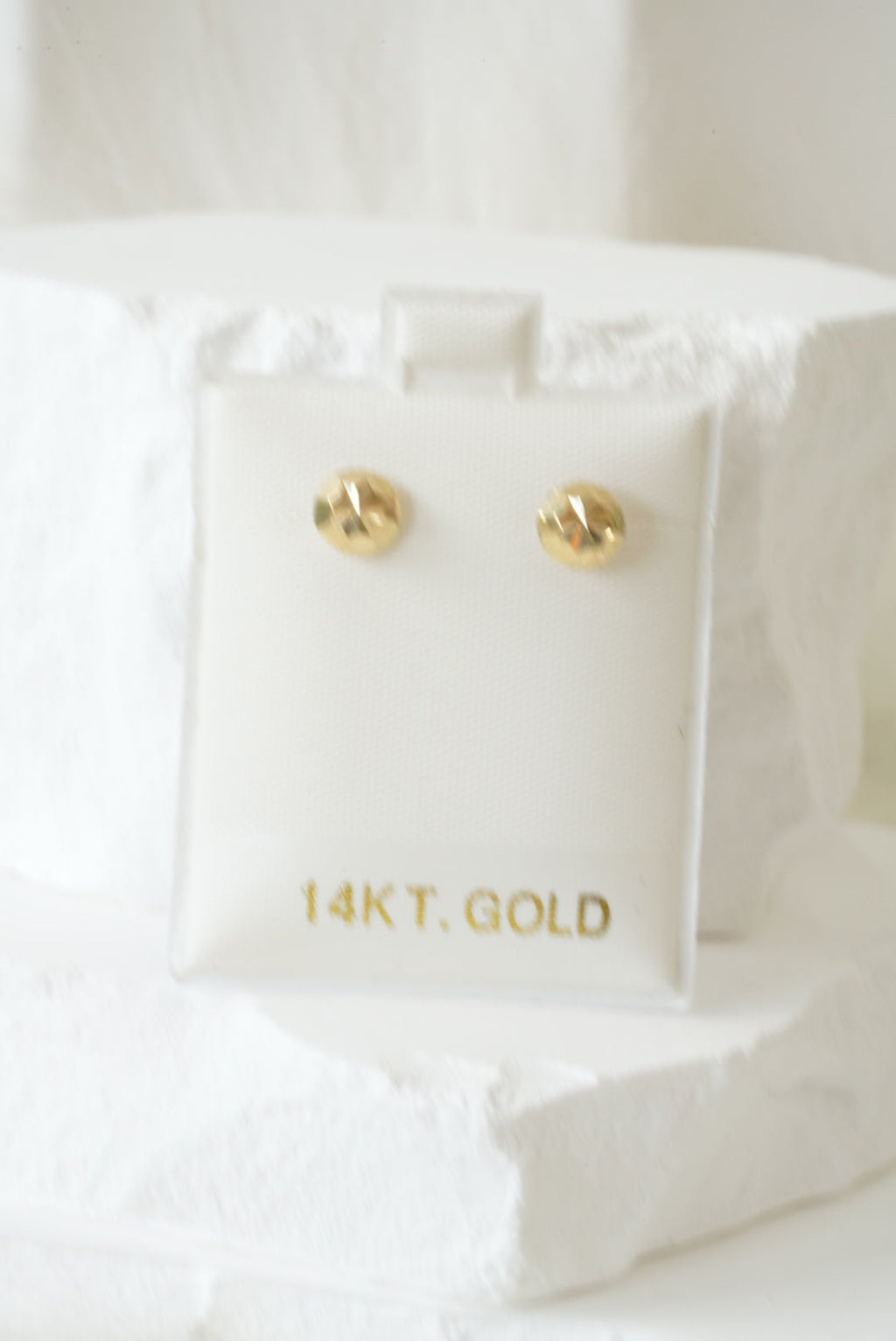 14k Baby Earrings - Textured Round