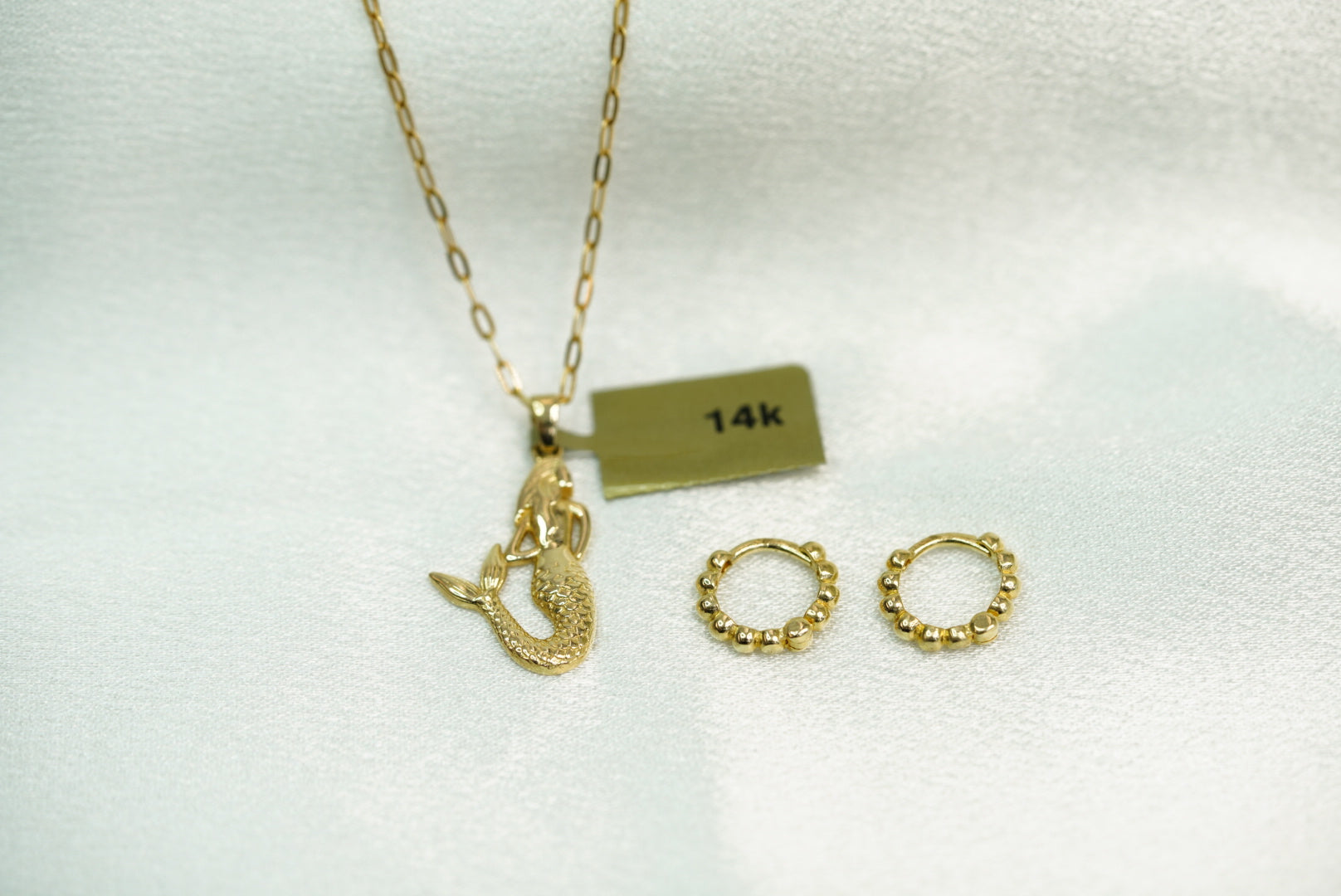 14k Mermaid Necklace and FREE Earring