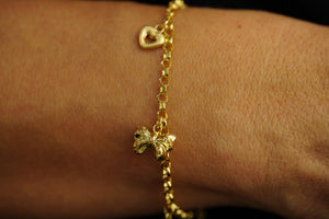 14k Bow Hearts Bracelet