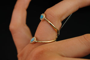 14k Blue Double Ring