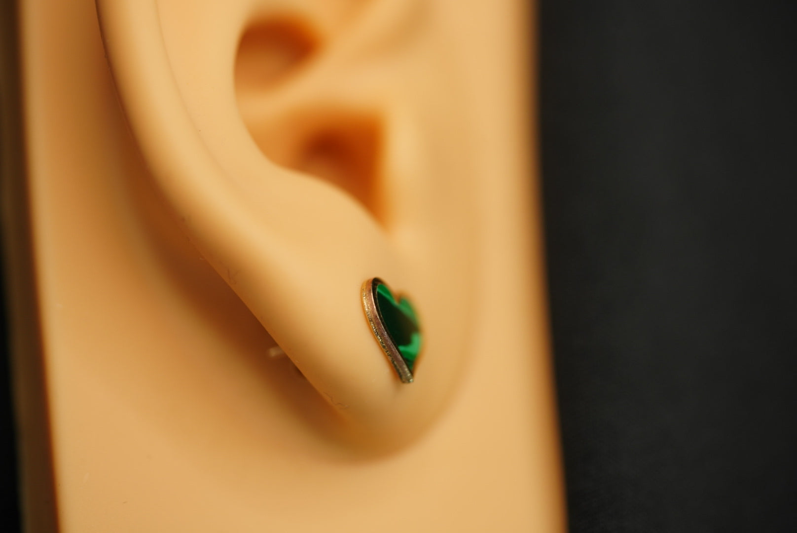 14k Green Heart Stud Earring