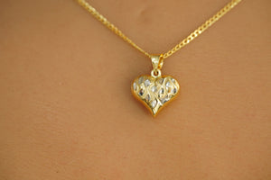 18k Diamond Cut Chain with Heart Pendant