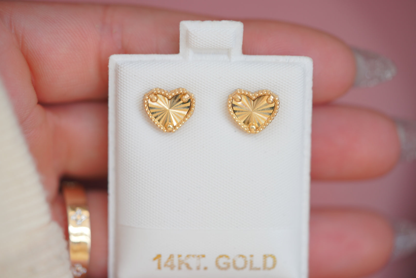 14k Earrings - Shiny Heart