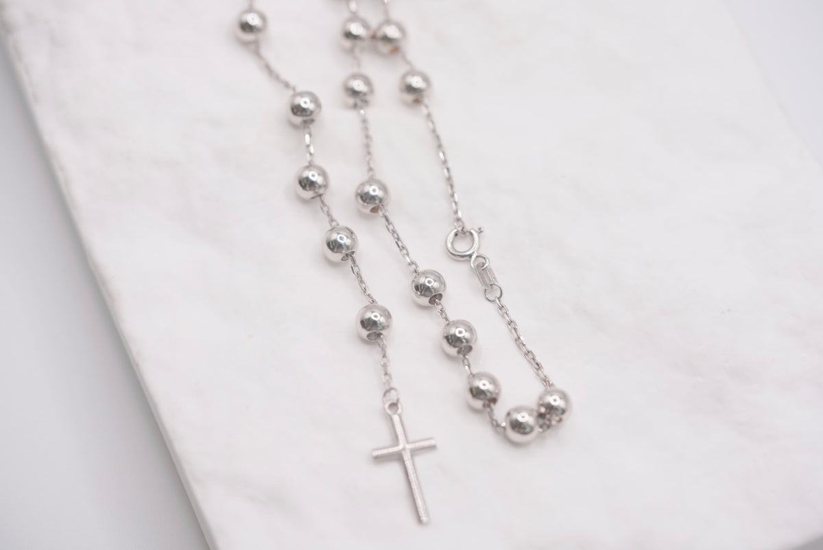 14k Rosary - White Gold Beauty