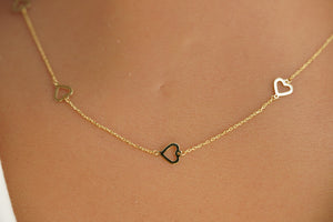 14k Hearts Necklace & Bracelet Set