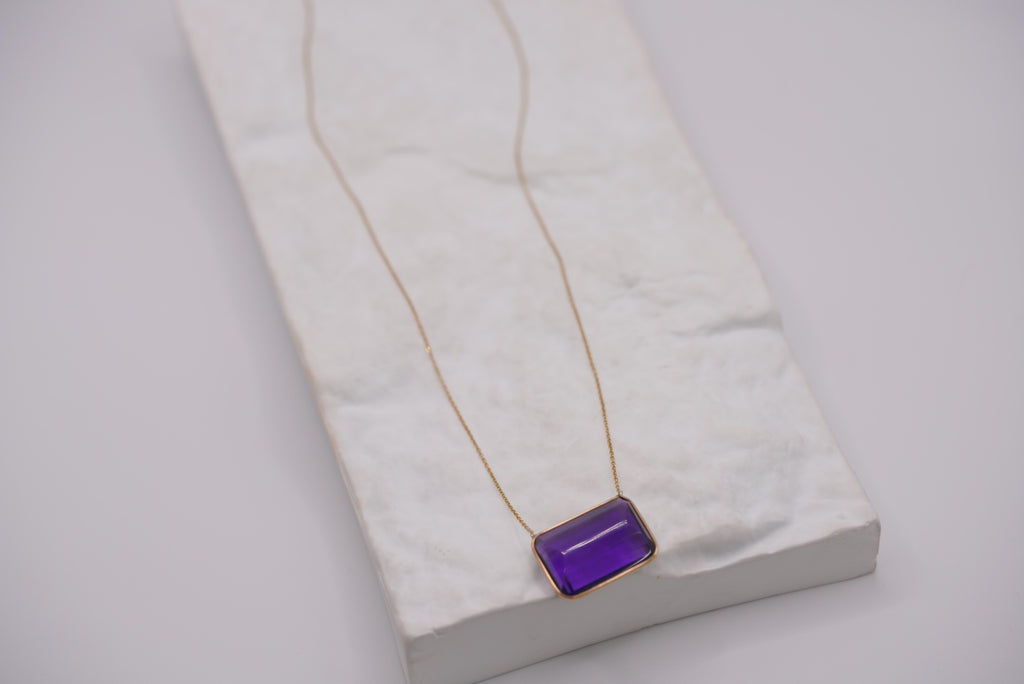 14k Necklace - Purple Stone