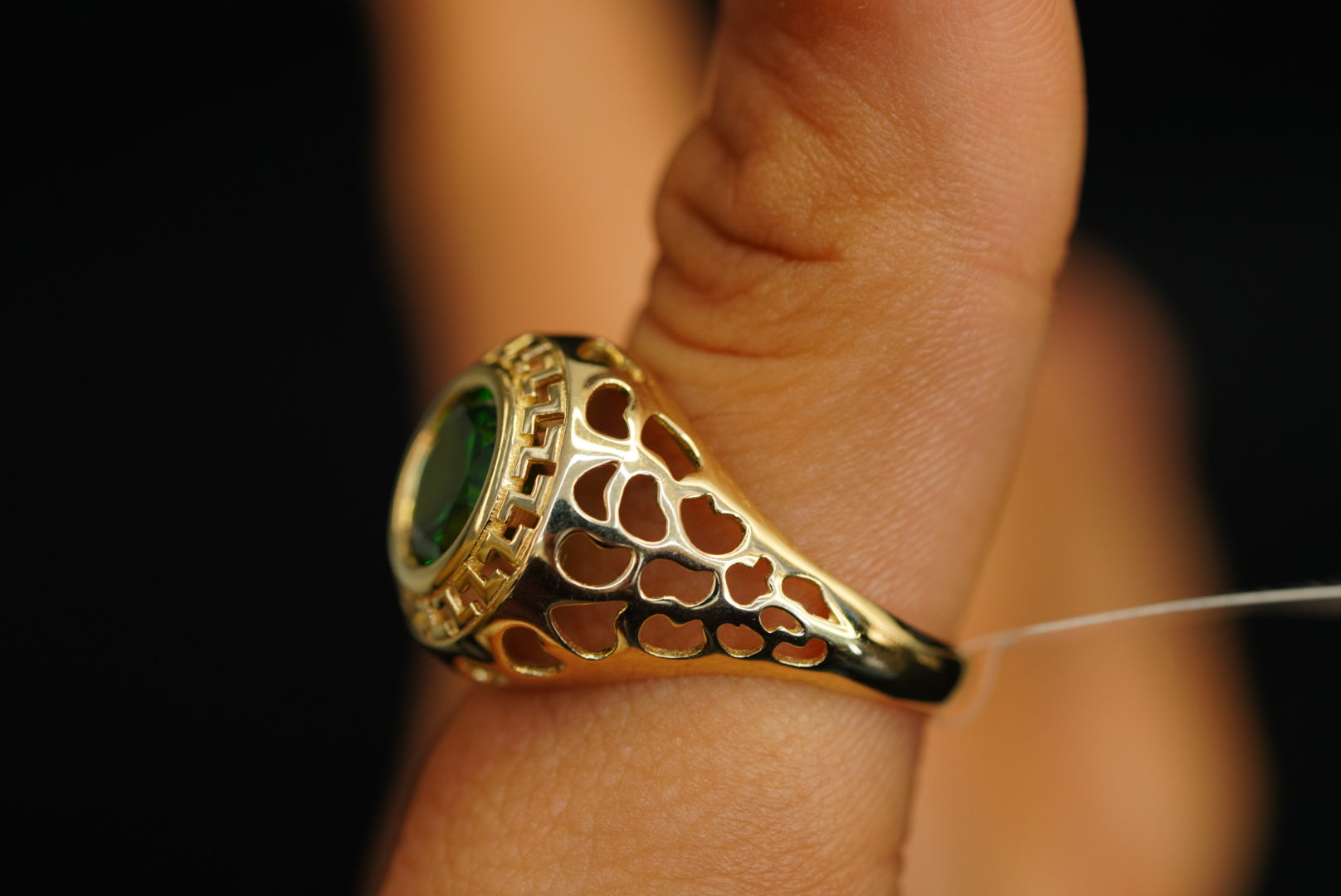 10k Green Crystal Abstract Ring New