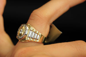 14k White & Gold Crystal Circle Ring