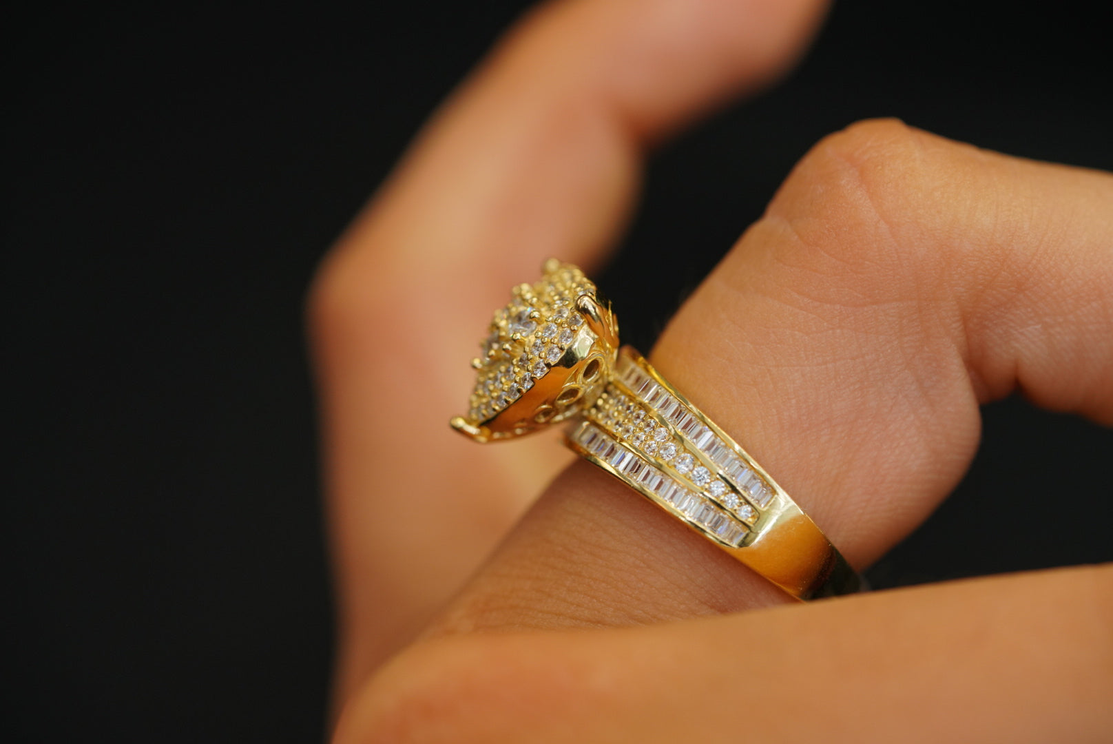 14k Crystals Heart Engagement Ring