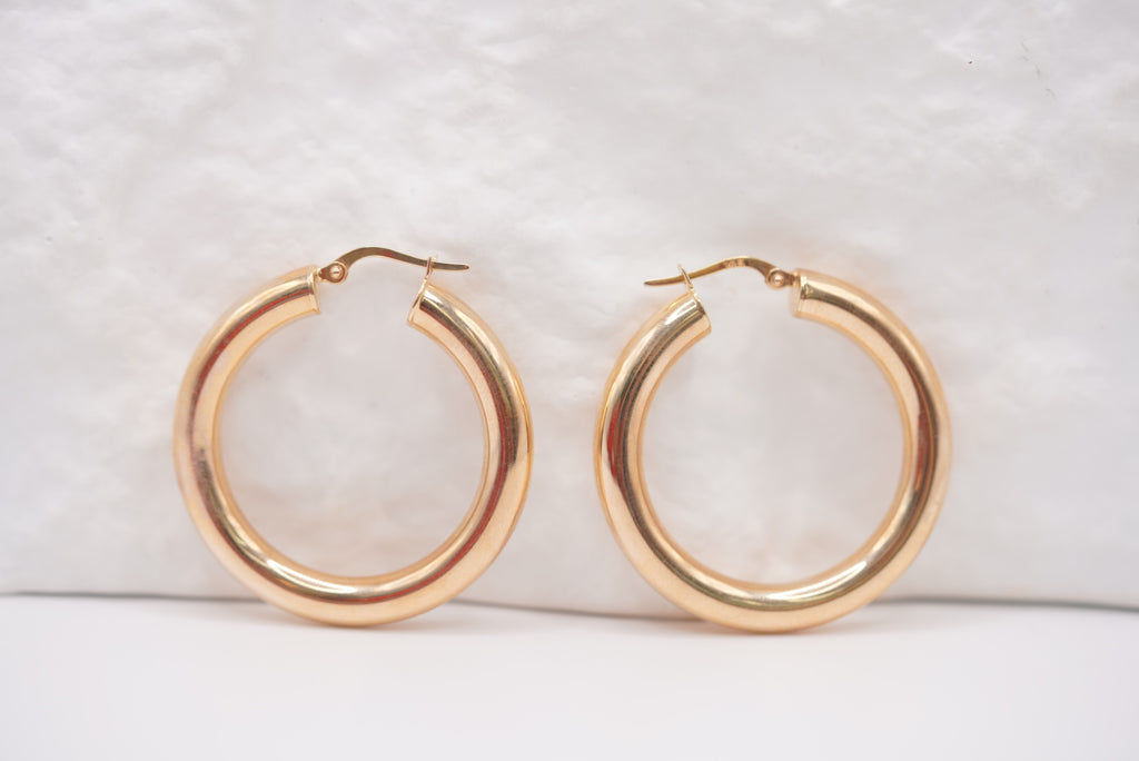 14k Hoop Earrings - Luxe Orbit