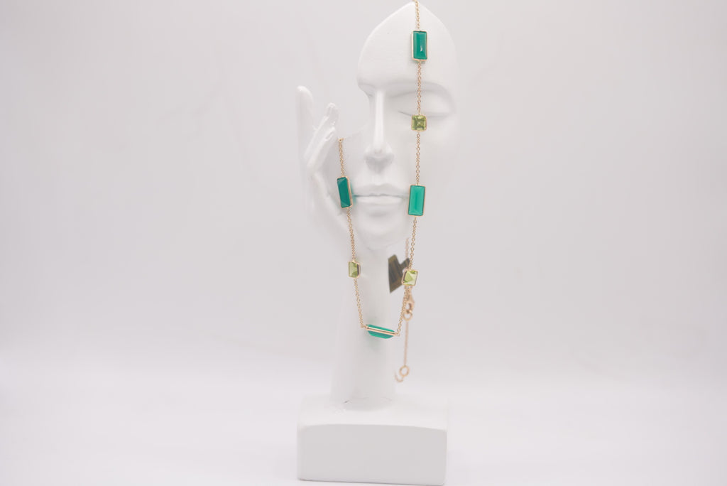 14k Women’s Necklace - Green Geometry