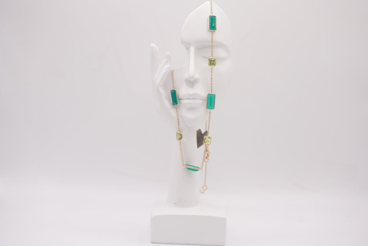 14k Women’s Necklace - Green Geometry