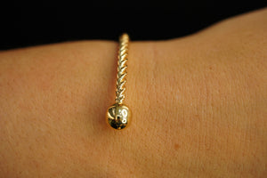 14k Twisted Ball Bangle