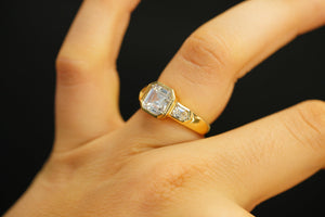 14k Hexagon Crystals Engagement Ring