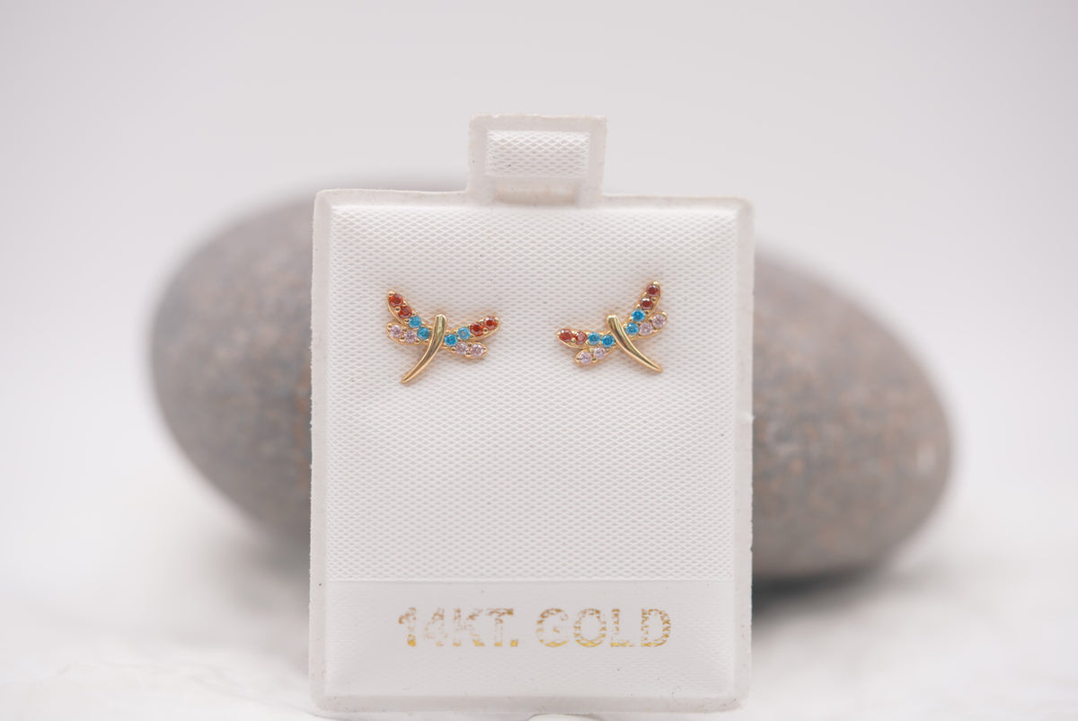 14k Earrings - Little Dragonfly