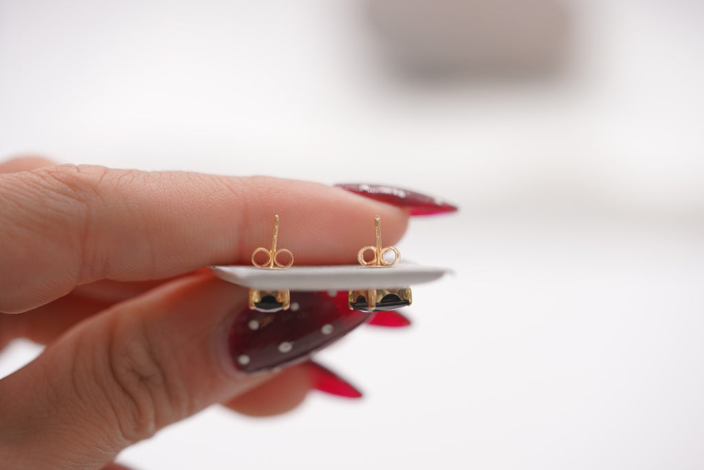 14k Earrings - Black Stone