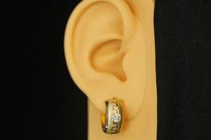 14k Two Gold Crystal Hoops