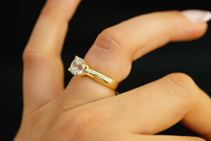 14k Round Crystal Engagement Ring