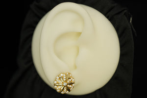 14k Flower Crystal Earrings