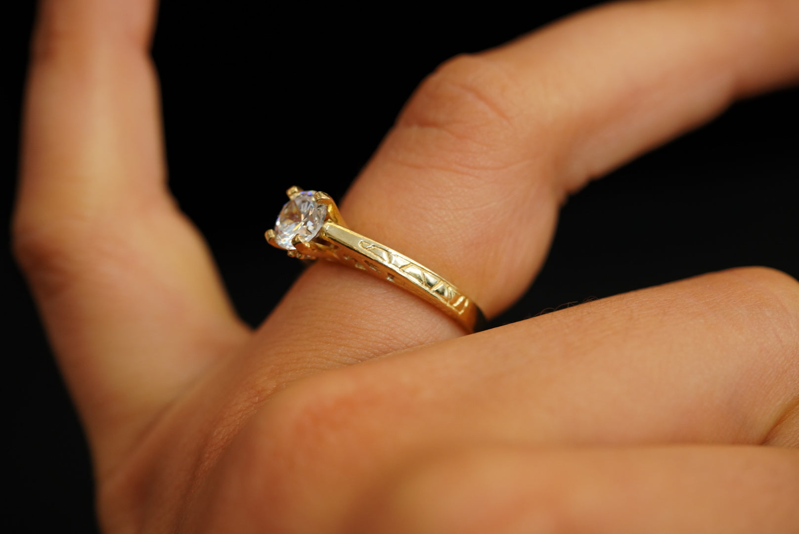 14k Square Stone Engagement Ring