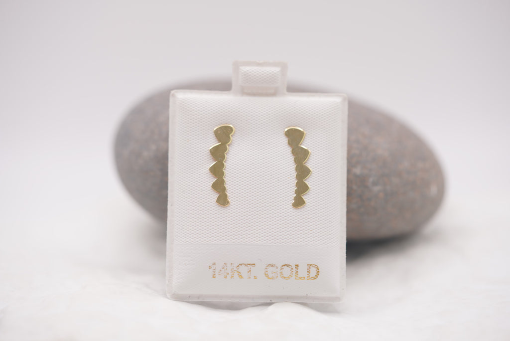 14k Earrings - Heart Rows