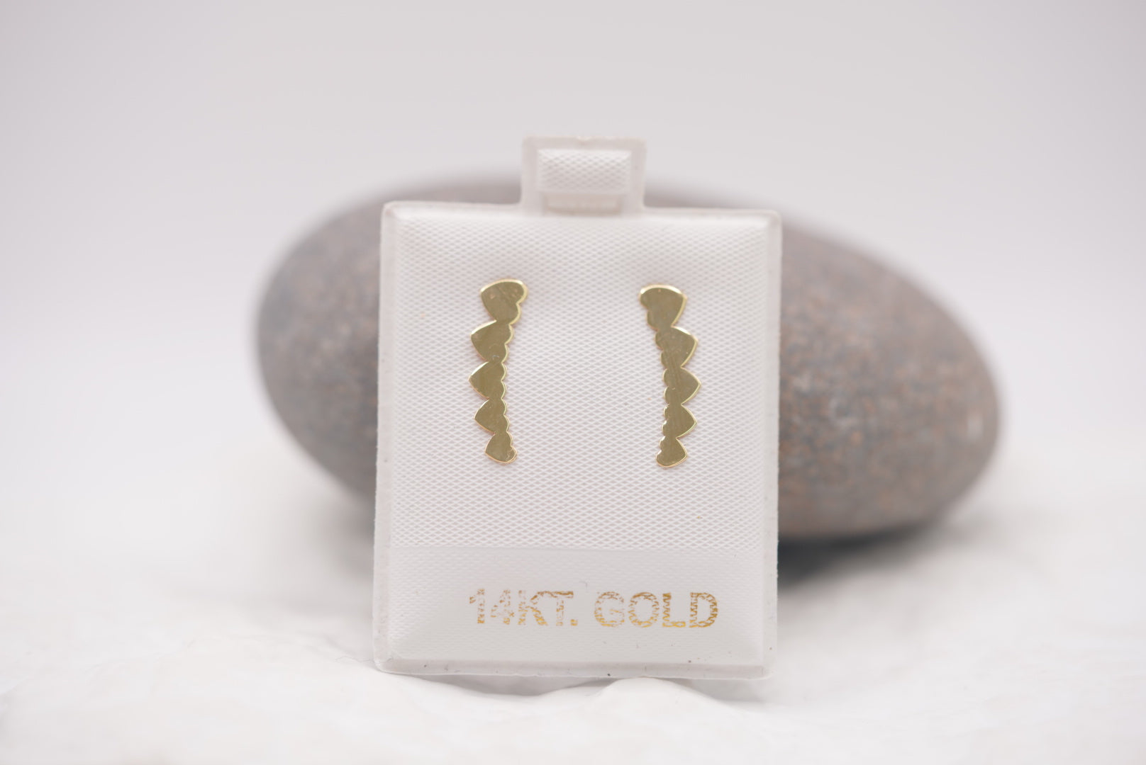 14k Earrings - Heart Rows