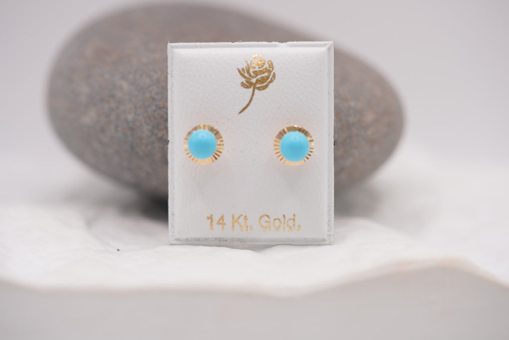 14k Earrings - Blue Spheres