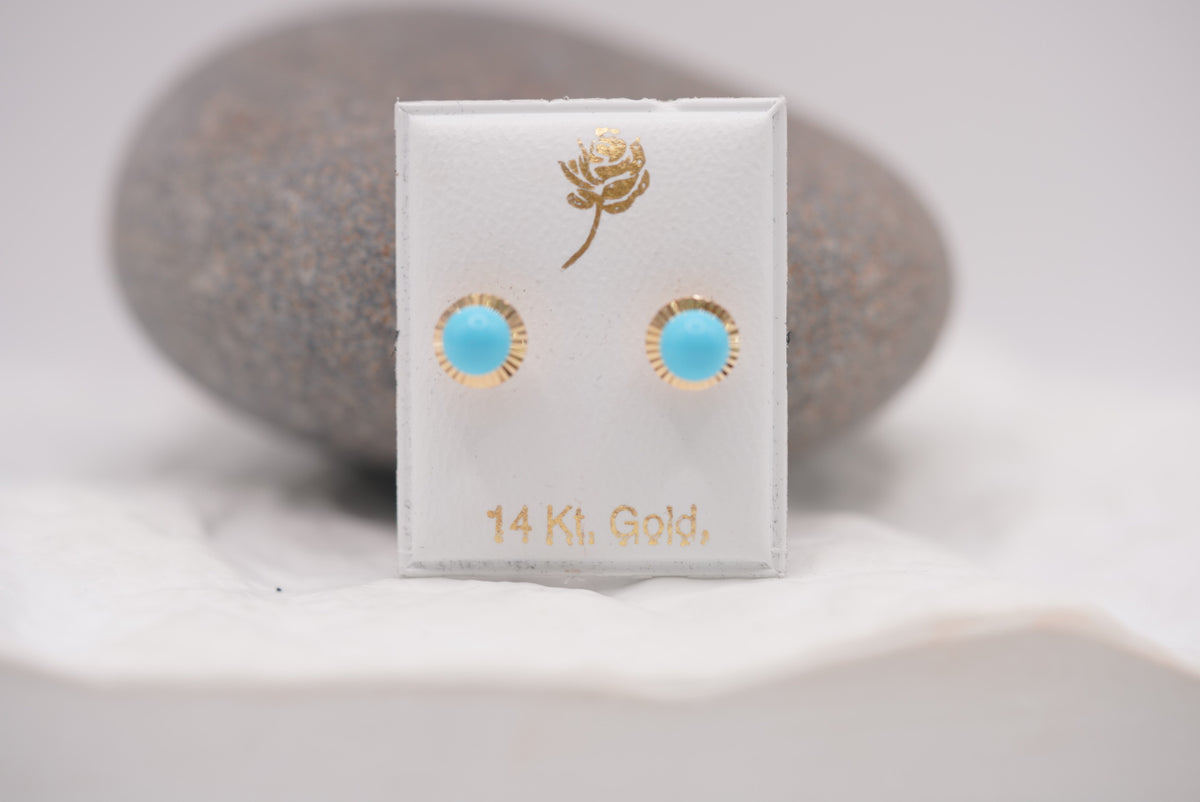 14k Earrings - Blue Spheres