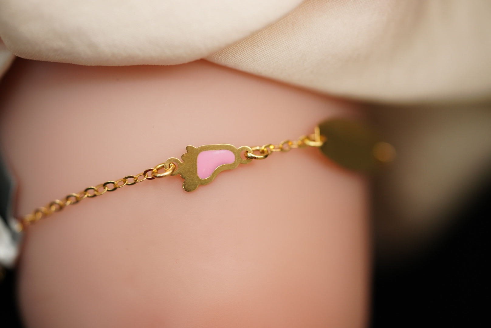 18k ID Bracelet Little Pink Feet