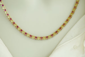 14k Crystals Blue or Pink Necklace