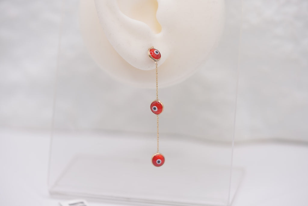 10k Gold Earrings - Lucky Red Eyes