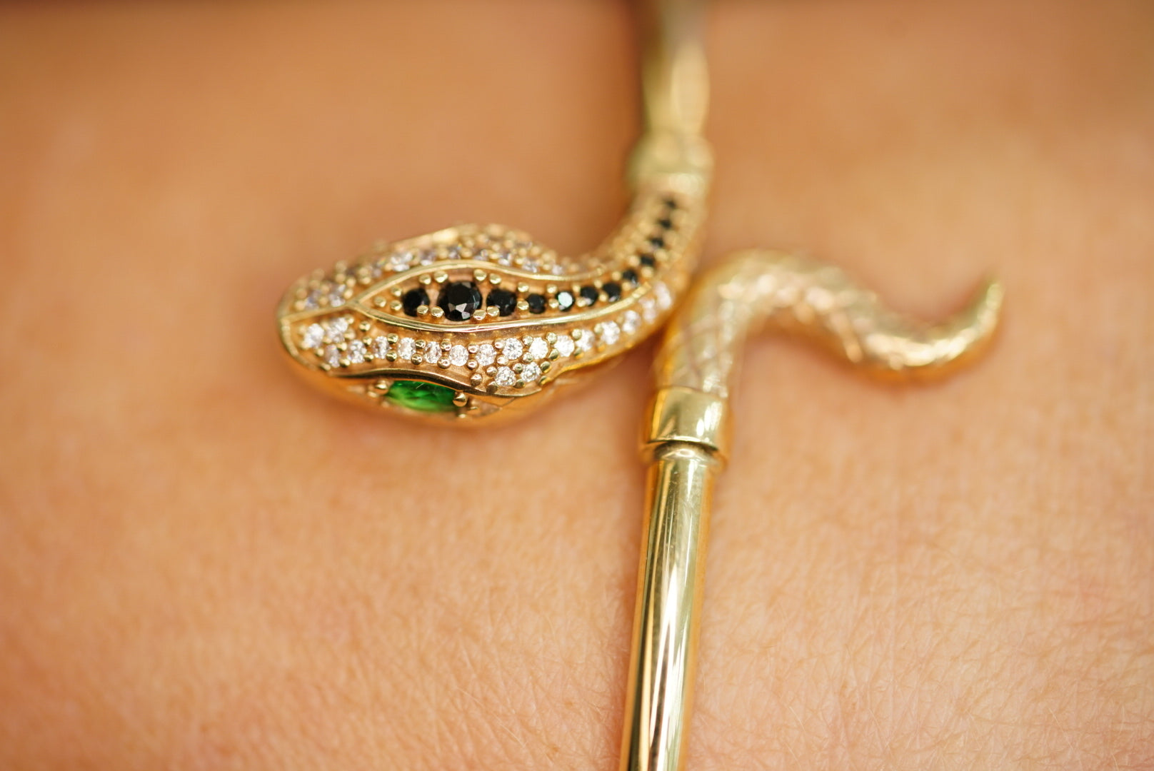 14k Snake Head and Tale Bangle Bracelet