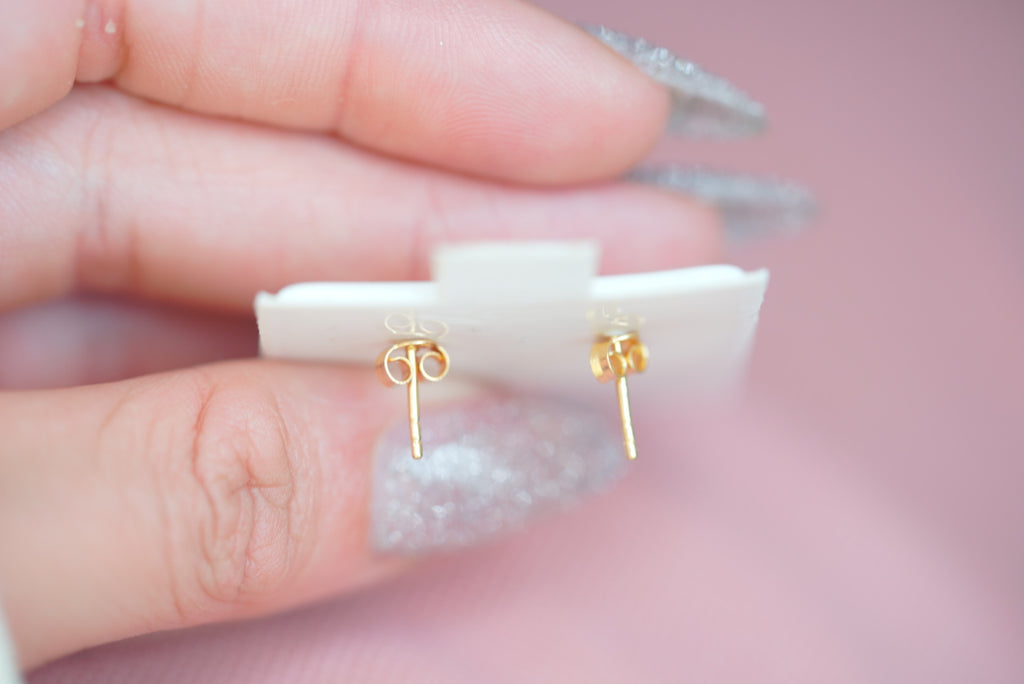 14k Earrings - Green Flower