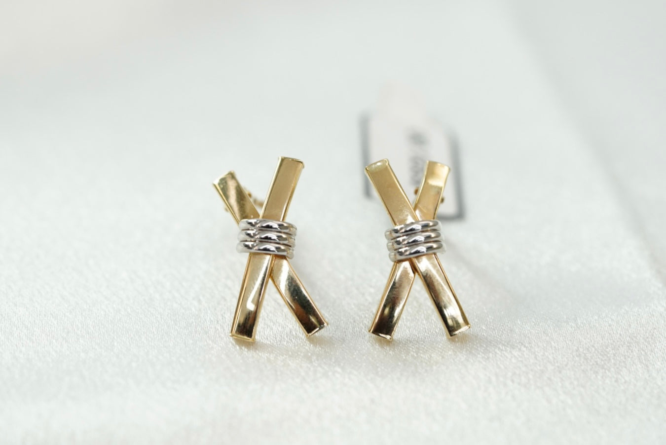 14k Two Gold X Clip Earrings